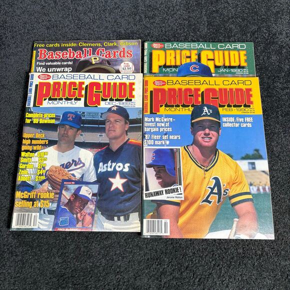 Baseball Card Price Guide Set of 4 Vintage Magazines w/ Card Inserts - 1998-1990 - Picture 1 of 16